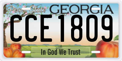 GA license plate CCE1809