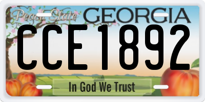 GA license plate CCE1892