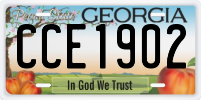 GA license plate CCE1902