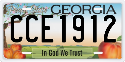 GA license plate CCE1912