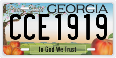 GA license plate CCE1919