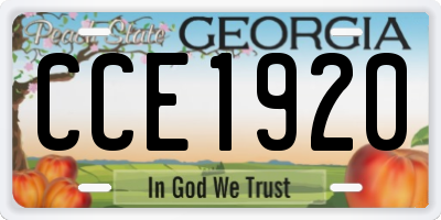 GA license plate CCE1920