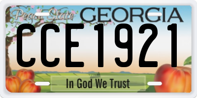GA license plate CCE1921