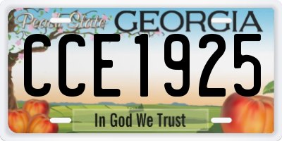 GA license plate CCE1925