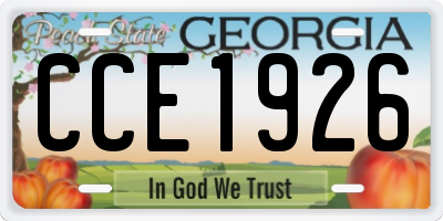 GA license plate CCE1926