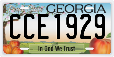 GA license plate CCE1929