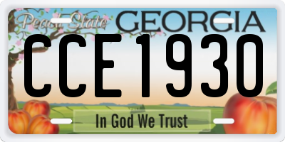 GA license plate CCE1930