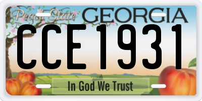 GA license plate CCE1931