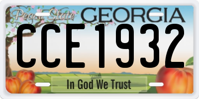 GA license plate CCE1932