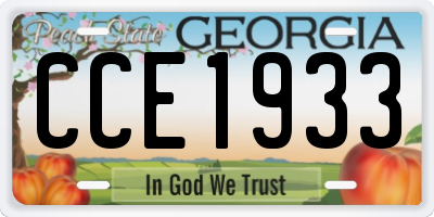 GA license plate CCE1933