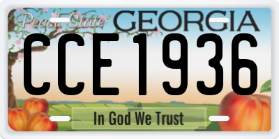 GA license plate CCE1936