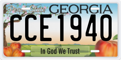 GA license plate CCE1940