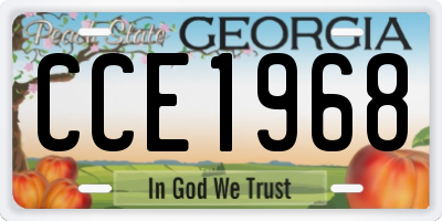 GA license plate CCE1968