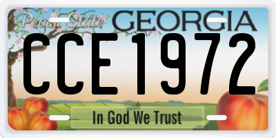 GA license plate CCE1972