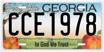 GA license plate CCE1978