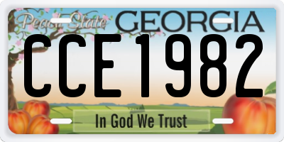 GA license plate CCE1982