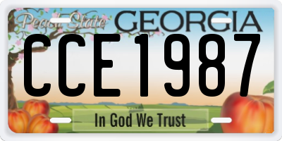 GA license plate CCE1987