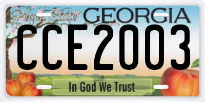 GA license plate CCE2003