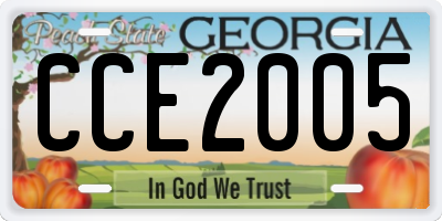 GA license plate CCE2005