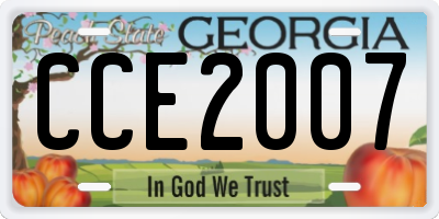 GA license plate CCE2007