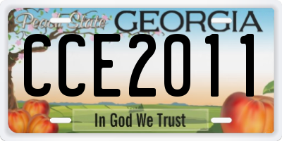 GA license plate CCE2011