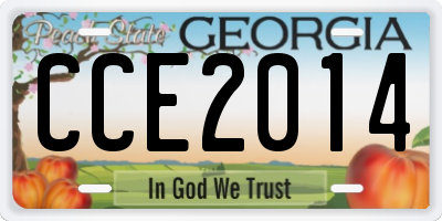 GA license plate CCE2014
