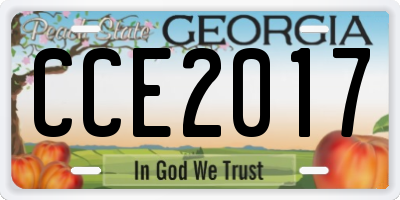 GA license plate CCE2017
