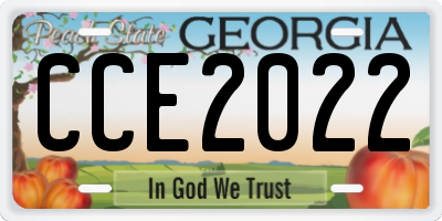 GA license plate CCE2022