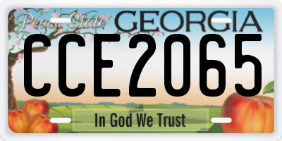 GA license plate CCE2065