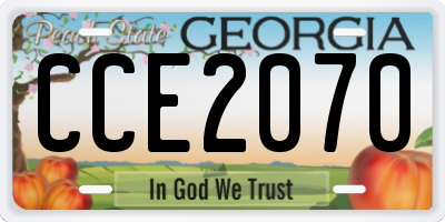 GA license plate CCE2070