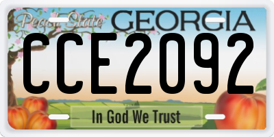 GA license plate CCE2092