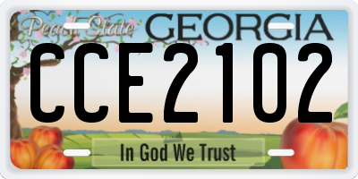 GA license plate CCE2102