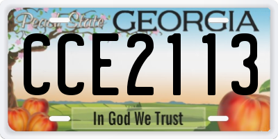 GA license plate CCE2113