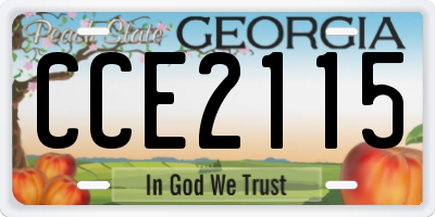GA license plate CCE2115