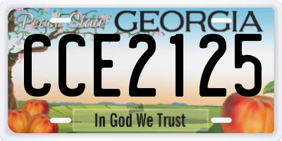 GA license plate CCE2125