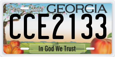 GA license plate CCE2133