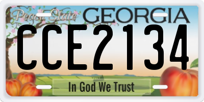 GA license plate CCE2134