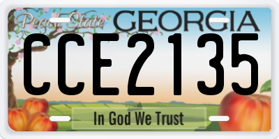 GA license plate CCE2135