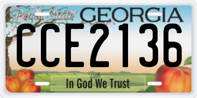GA license plate CCE2136