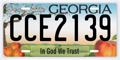GA license plate CCE2139