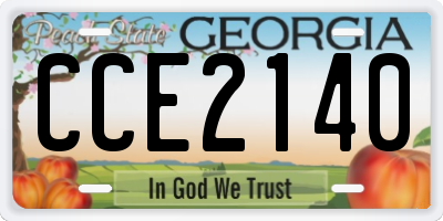 GA license plate CCE2140