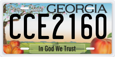 GA license plate CCE2160
