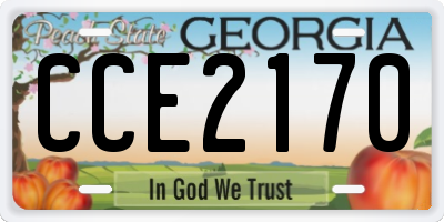 GA license plate CCE2170