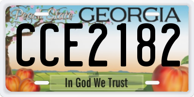 GA license plate CCE2182