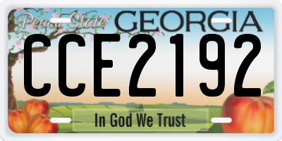 GA license plate CCE2192