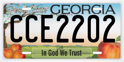 GA license plate CCE2202