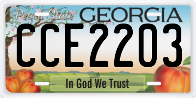 GA license plate CCE2203