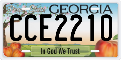 GA license plate CCE2210