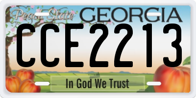 GA license plate CCE2213