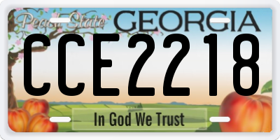 GA license plate CCE2218